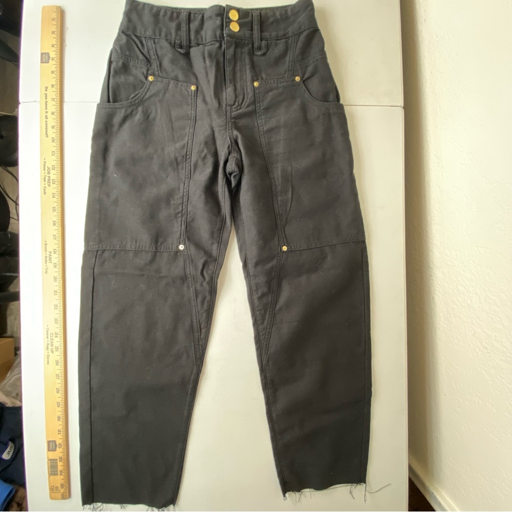 New Frame Womens Twisted Black High Rise Utility Cotton Cropped Pants NWOT 25 0